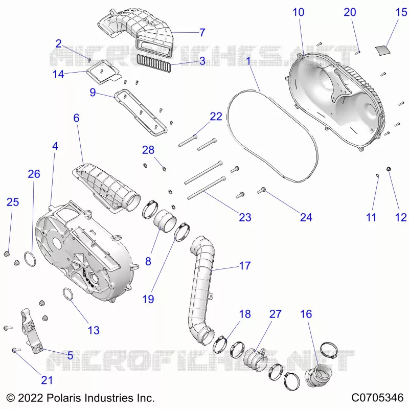DRIVE TRAIN, CLUTCH COVER AND DUCTING