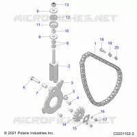 DRIVE TRAIN, CHAIN TENSIONER AND SPROCKET