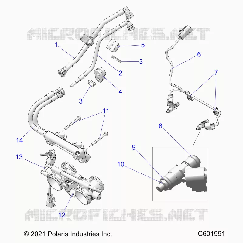 FUEL SYSTEM, RAIL, LINES AND THROTTLE BODY
