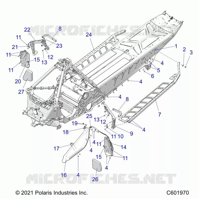 CHASSIS, CLUTCH GUARD, FOOTRESTS, AND RUNNING BOARDS