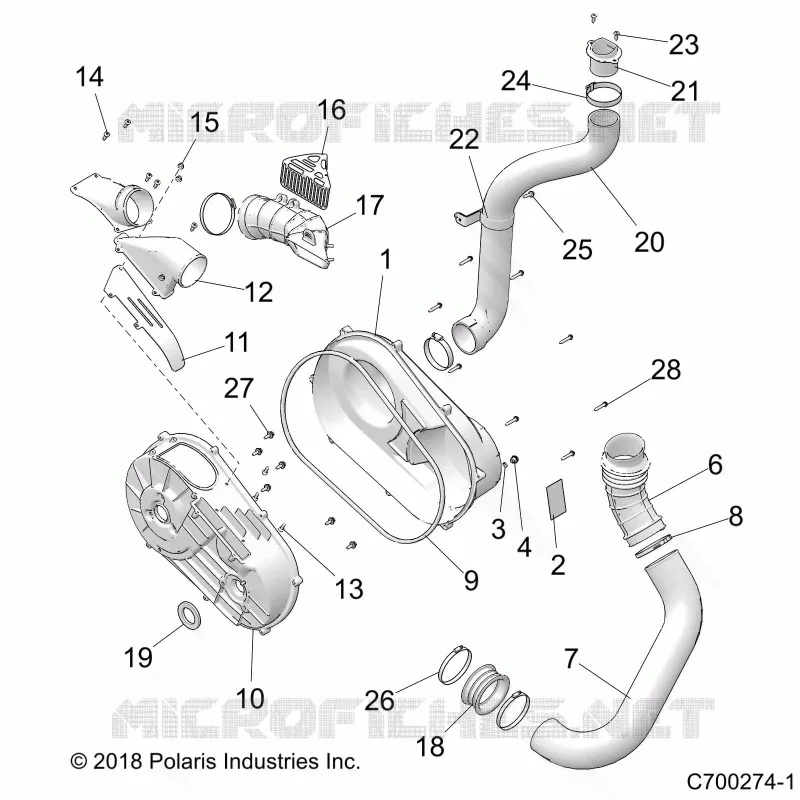 DRIVE TRAIN, CLUTCH COVER AND DUCTING