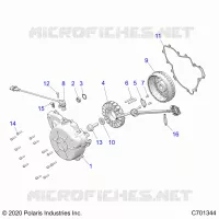 ENGINE, STATOR AND FLYWHEEL