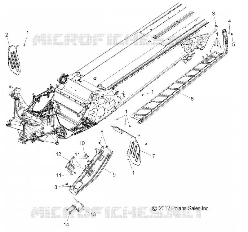 CHASSIS, CLUTCH GUARD AND FOOTRESTS