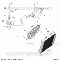 ENGINE, COOLING SYSTEM, RADIATOR, FAN & OVERFLOW BOTTLE