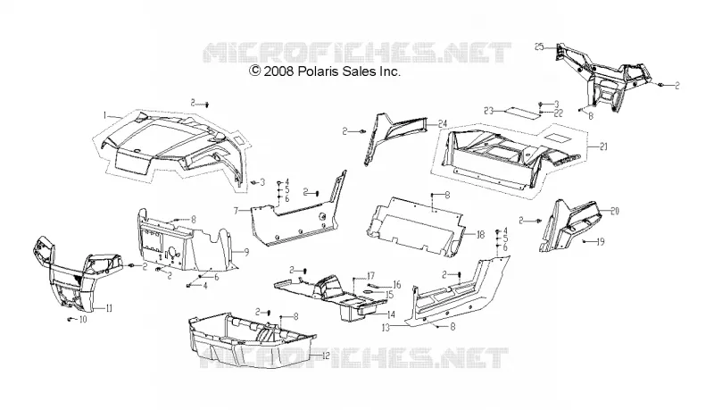 HOOD, BUMPERS, PANELS, FLOOR AND RACK