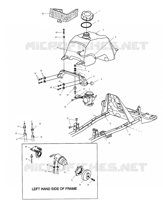 FUEL TANK AND CARBURETOR MOUNTING
