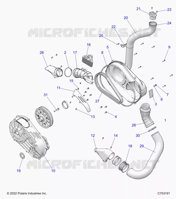 DRIVE TRAIN, CLUTCH COVER AND DUCTING