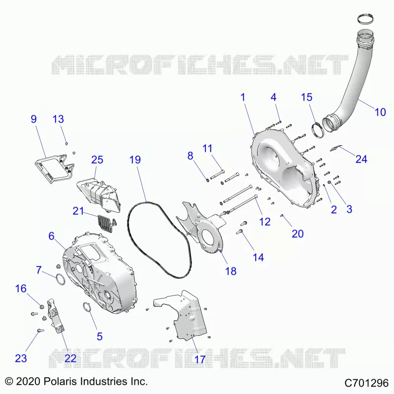 DRIVE TRAIN, CLUTCH COVER AND DUCTING