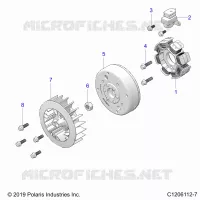 ENGINE, STATOR AND FLYWHEEL