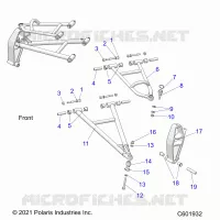 FRONT SUSPENSION, CONTROL ARMS AND SPINDLE