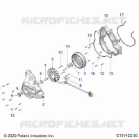 ENGINE, STATOR COVER AND FLYWHEEL