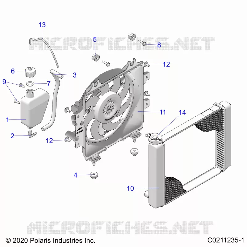 ENGINE, COOLING SYSTEM, RADIATOR, FAN & OVERFLOW BOTTLE