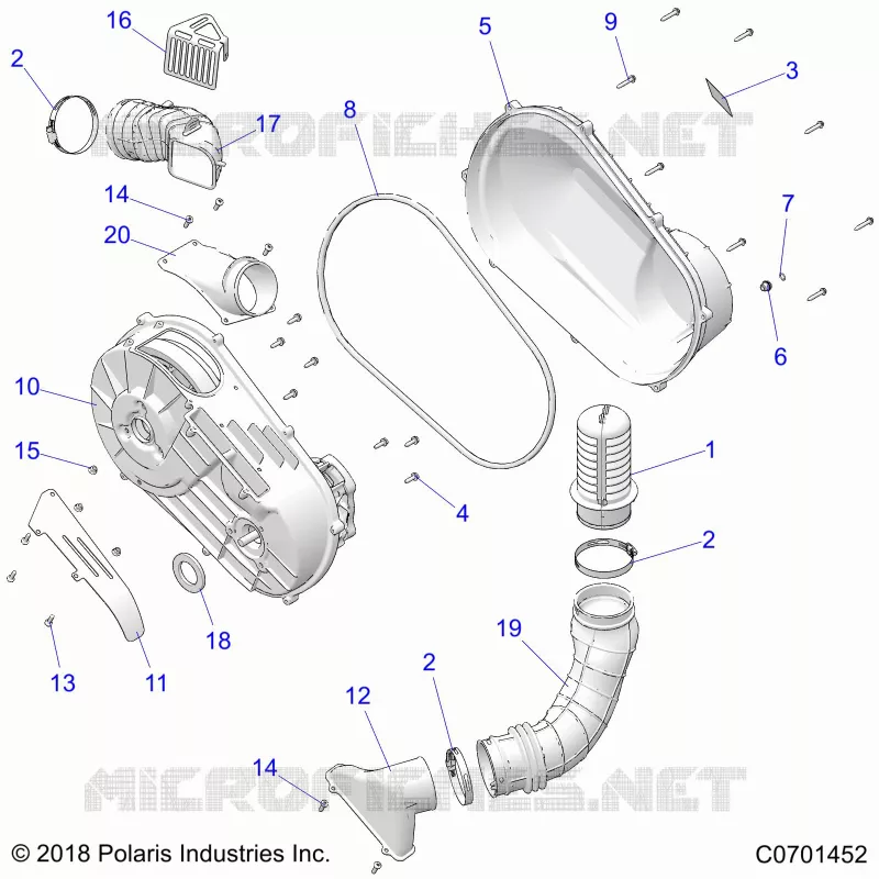 DRIVE TRAIN, CLUTCH COVER AND DUCTING