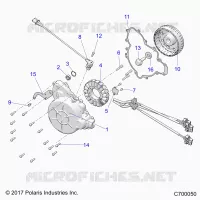 ENGINE, STATOR AND FLYWHEEL