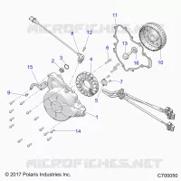 ENGINE, STATOR AND FLYWHEEL