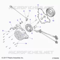 ENGINE, STATOR AND FLYWHEEL