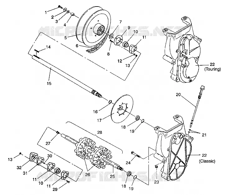 DRIVE TRAIN ASSEMBLY CLASSIC / 0930864 AND  CLASSIC TOURING / 0930865 (4922952295023A)