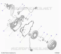 ENGINE, STATOR AND FLYWHEEL
