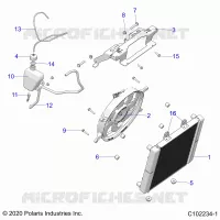 ENGINE, COOLING SYSTEM, RADIATOR, FAN & OVERFLOW BOTTLE