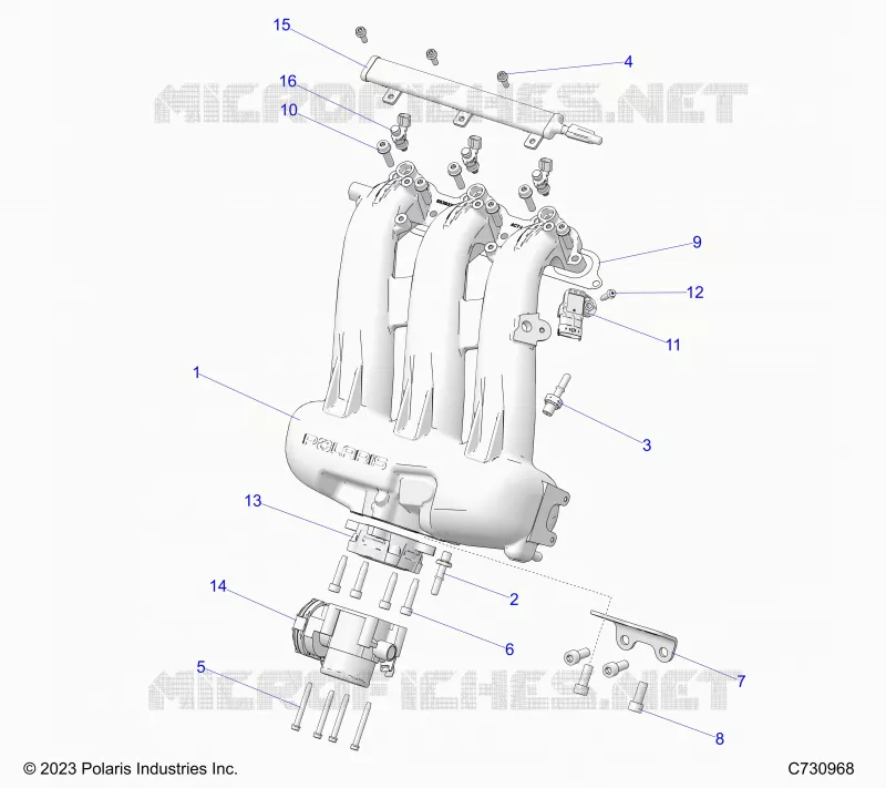 ENGINE, INTAKE MANIFOLD, THROTTLE BODY, FUEL RAIL