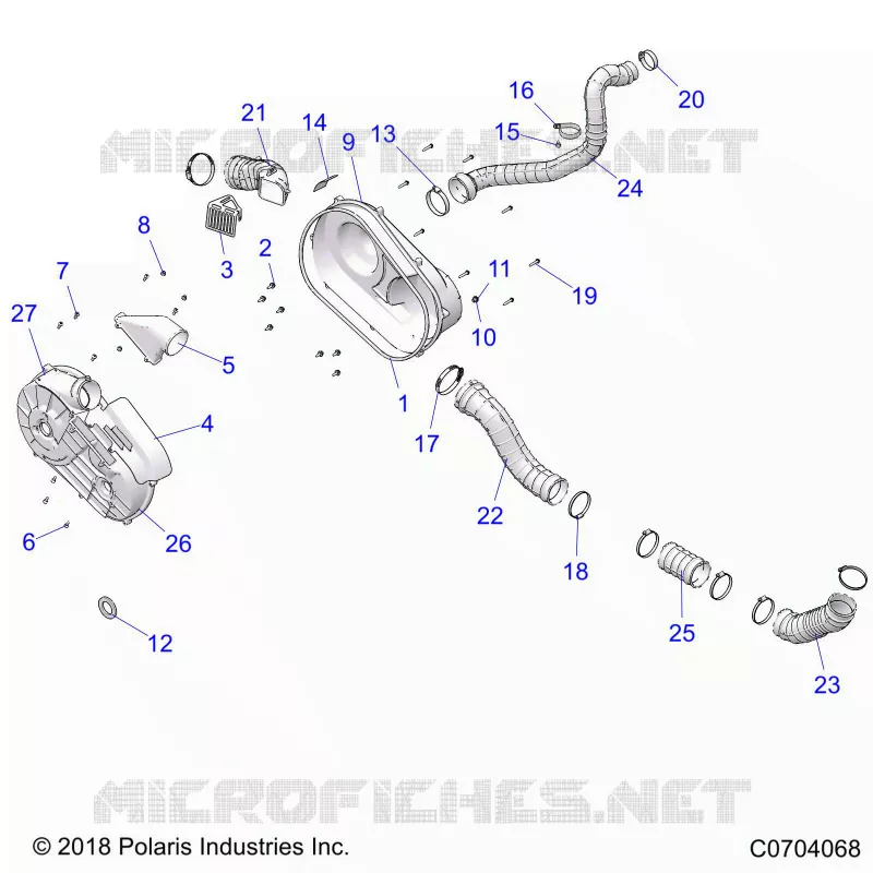 DRIVE TRAIN, CLUTCH COVER AND DUCTING