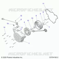 ENGINE, STATOR AND FLYWHEEL