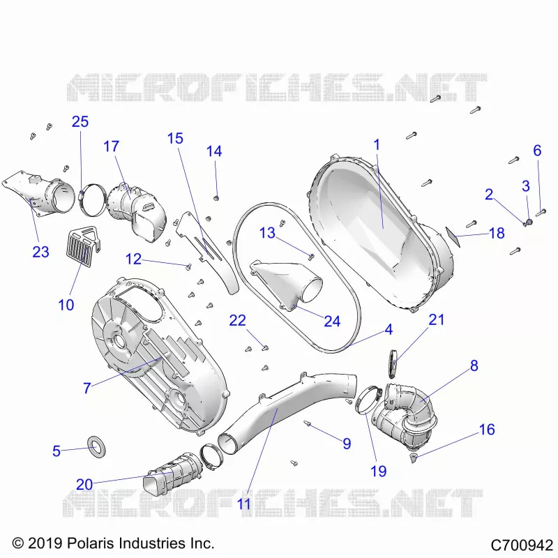 DRIVE TRAIN, CLUTCH COVER AND DUCTING