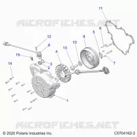 ENGINE, STATOR AND FLYWHEEL