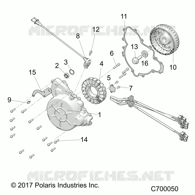 ENGINE, STATOR AND FLYWHEEL