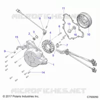 ENGINE, STATOR AND FLYWHEEL