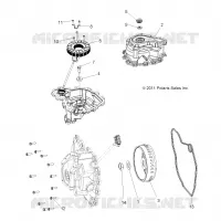 ENGINE, STATOR COVER AND FLYWHEEL