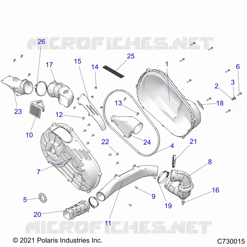 DRIVE TRAIN, CLUTCH COVER AND DUCTING