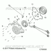 ENGINE, STATOR AND FLYWHEEL