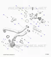 ENGINE, COOLANT PUMP AND THERMOSTAT