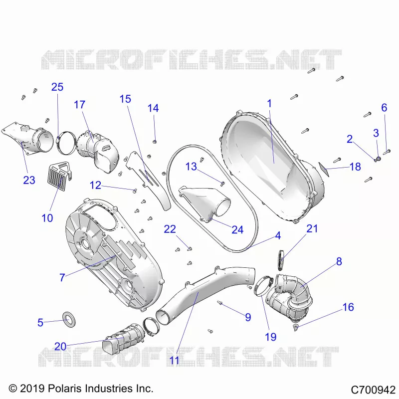 DRIVE TRAIN, CLUTCH COVER AND DUCTING