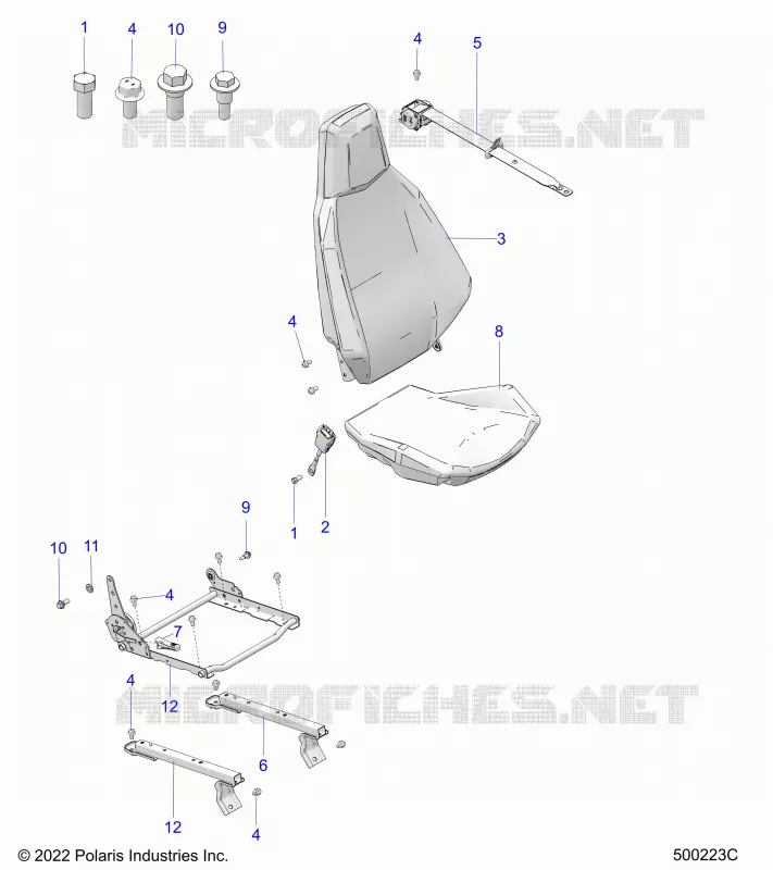 SEAT (PASSENGER) AND SEAT BELT MOUNTING