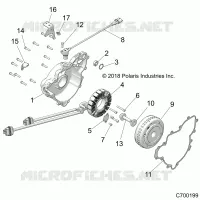 ENGINE, STATOR AND FLYWHEEL