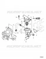 ENGINE, WATER FLANGE AND THERMOSTAT
