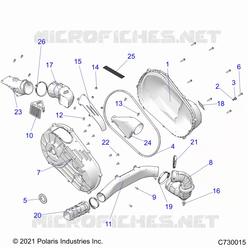 DRIVE TRAIN, CLUTCH COVER AND DUCTING