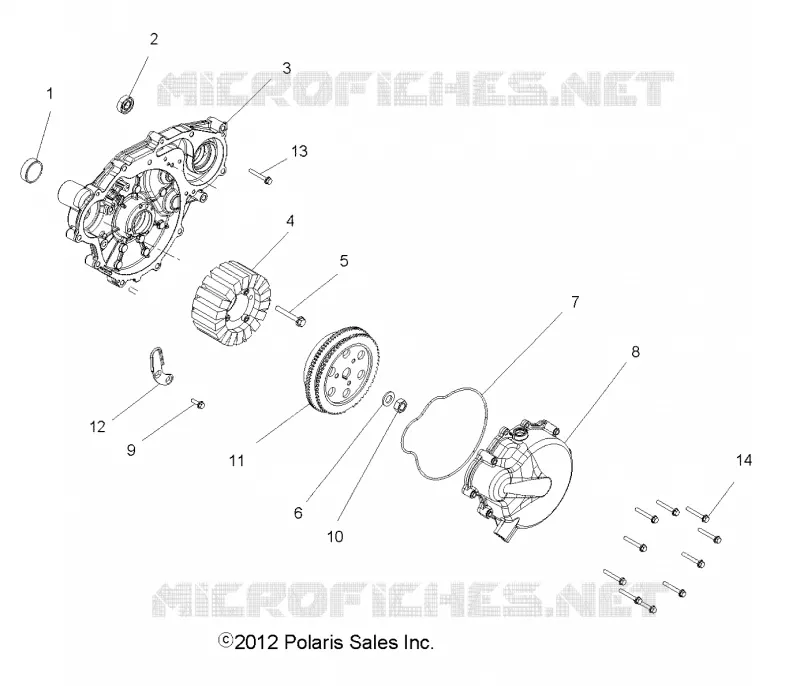 ENGINE, STATOR AND FLYWHEEL