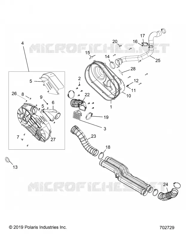 DRIVE TRAIN, CLUTCH COVER AND DUCTING