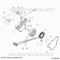 ENGINE, STATOR AND FLYWHEEL
