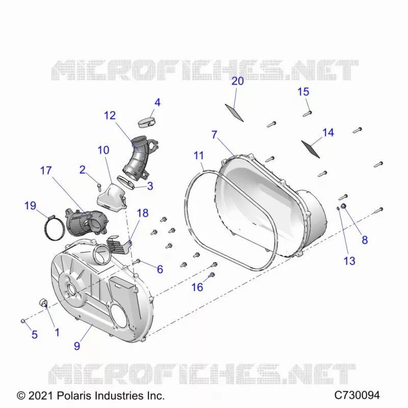 DRIVE TRAIN, CLUTCH COVER AND DUCTING