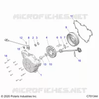 ENGINE, STATOR AND FLYWHEEL