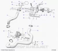 ENGINE, COOLANT PUMP AND THERMOSTAT