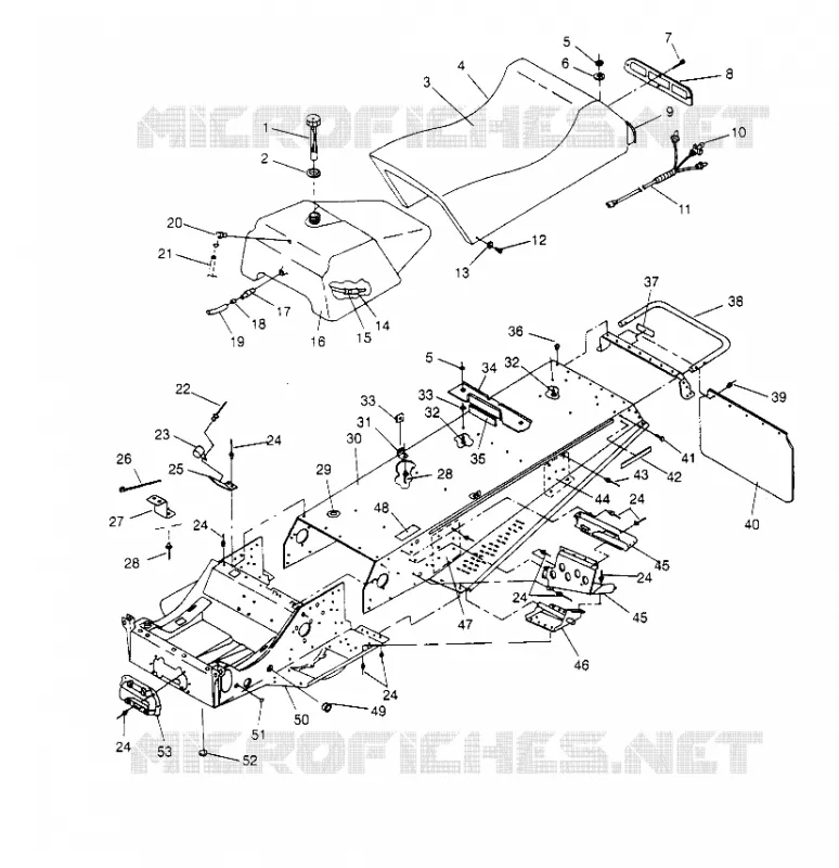 TUNNEL AND SEAT ASSEMBLY LITE 0953433, STARLITE 0953427  AND LITE DELUXE 09 (4928902890A006)